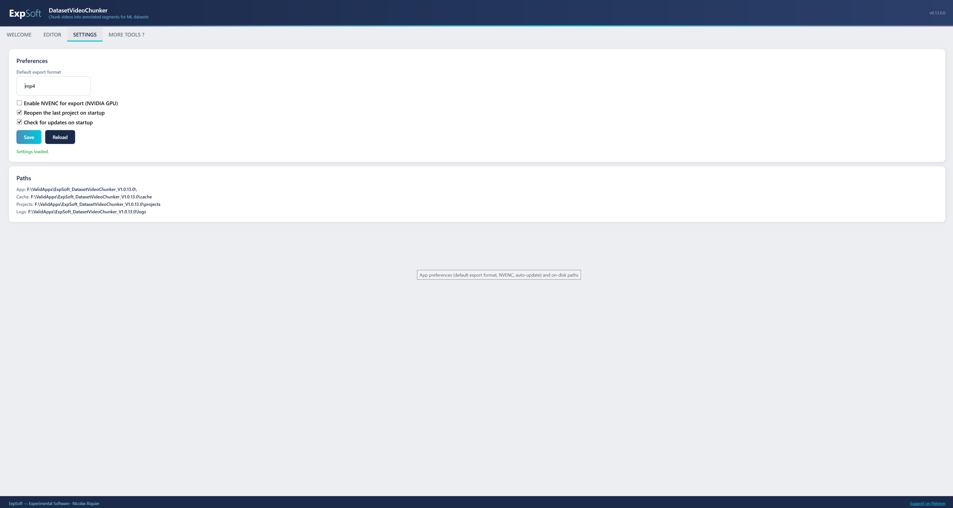 Settings Tab