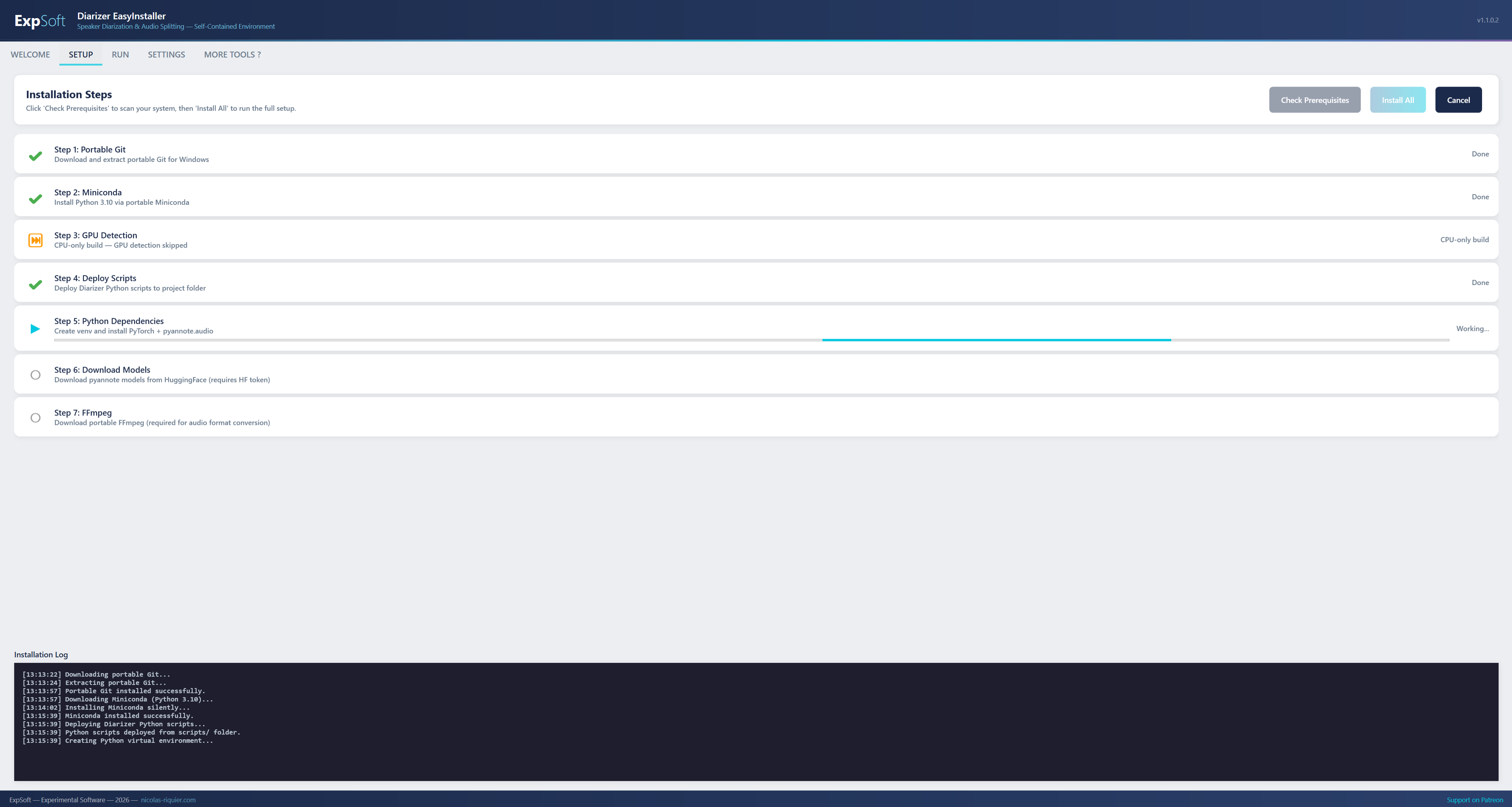 Setup Tab
