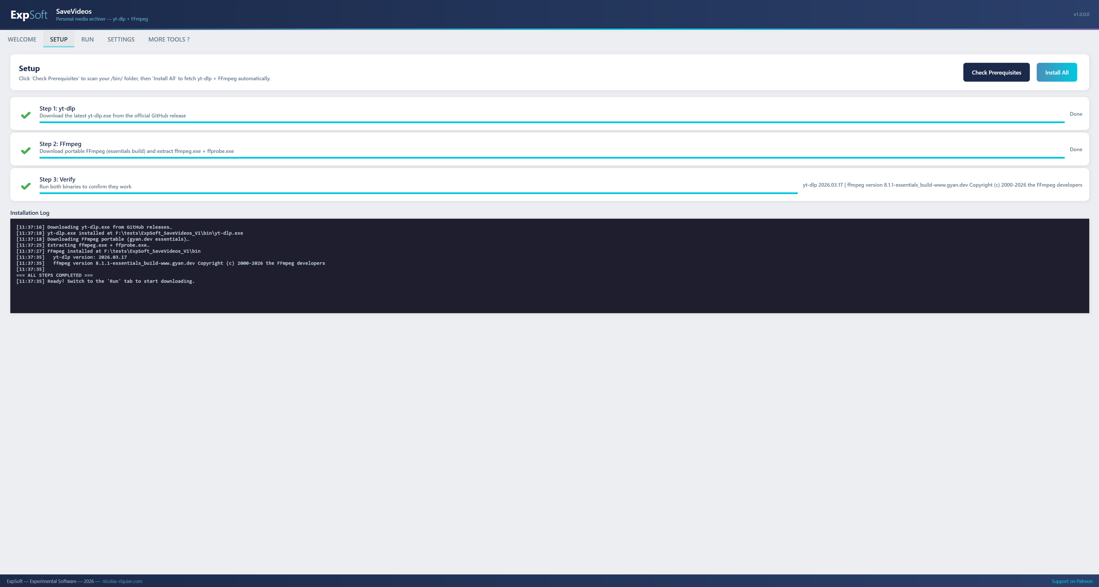 Setup Tab