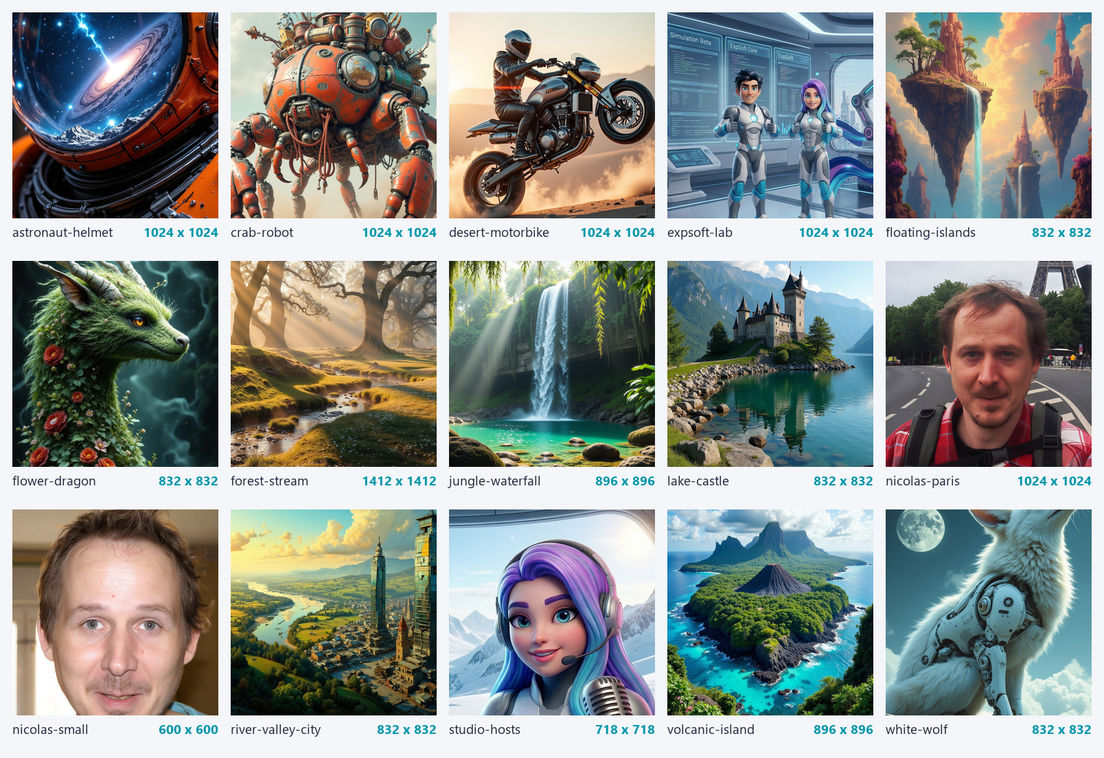 The 15 crops of the exported ZIP